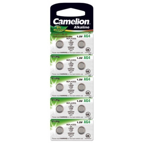 Camelion Knopfzelle AG4, 377, LR626, SR66, SR626SW, 10-Pack