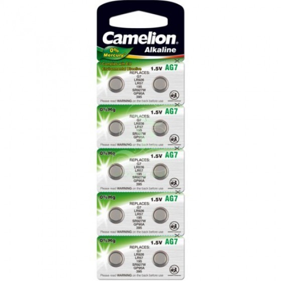 Camelion Knopfzelle AG7, G7, LR926, LR57, 195, SR927W, GP951, 395, V395, 10-Pack