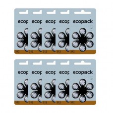 ECOPACK Hörgerätebatterie H312 von Varta Microbattery 60-Box