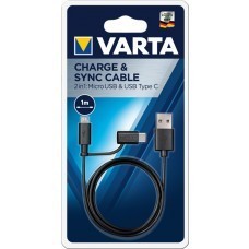 Varta 2in1 Charge & Sync Cable USB zu Micro USB und USB Type C
