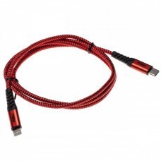 2in1 Datenkabel USB Typ C auf Lightning, Nylon, 1m, rot-schwarz
