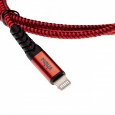 2in1 Datenkabel USB Typ C auf Lightning, Nylon, 1m, rot-schwarz