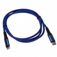 2in1 Datenkabel USB Typ C auf Lightning, Nylon, 1m, blau-schwarz