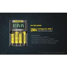 Nitecore USB-Ladegerät UM4 für Li-Ion, IMR, LiFePO4 (18650) NiMH/NiCd Akkus