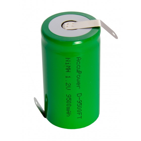AccuPower Flat Top NiMH battery 1,2V Mono/D with solder tag Z 