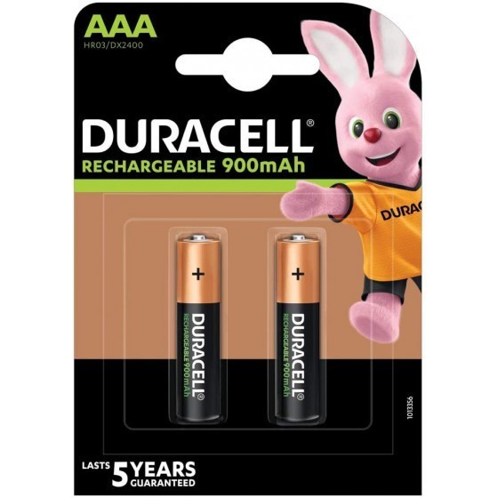Duracell Rechargeable AAA, Micro, HR03 Battery 900mAh, 2-pack