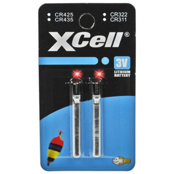 XCell stick battery type CR435 3V for fishing poles, LED etc., blister pack of 2