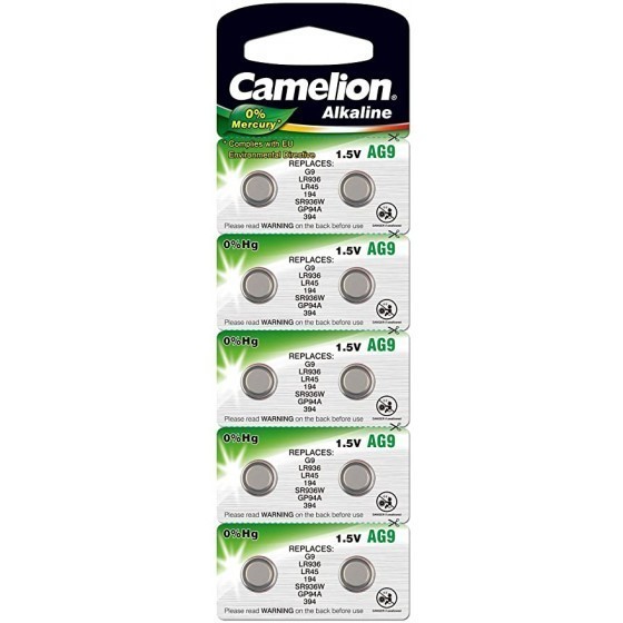Camelion button cell AG10, G8, LR1120, LR55, 191, SR1120W, GP91A, 391, V391, 10-pack