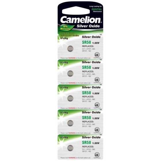 Camelion button cell SR58, G11, LR721, 362, V362, SR721, 162, 5-pack