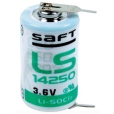 SAFT LS142502PF Lithium battery, Size 1/2 AA with soldering lugs