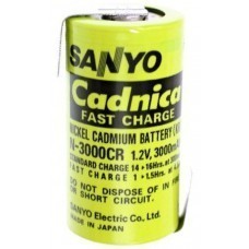 Sanyo N-3000CR battery Baby/C NiCd with solder tag z-shape